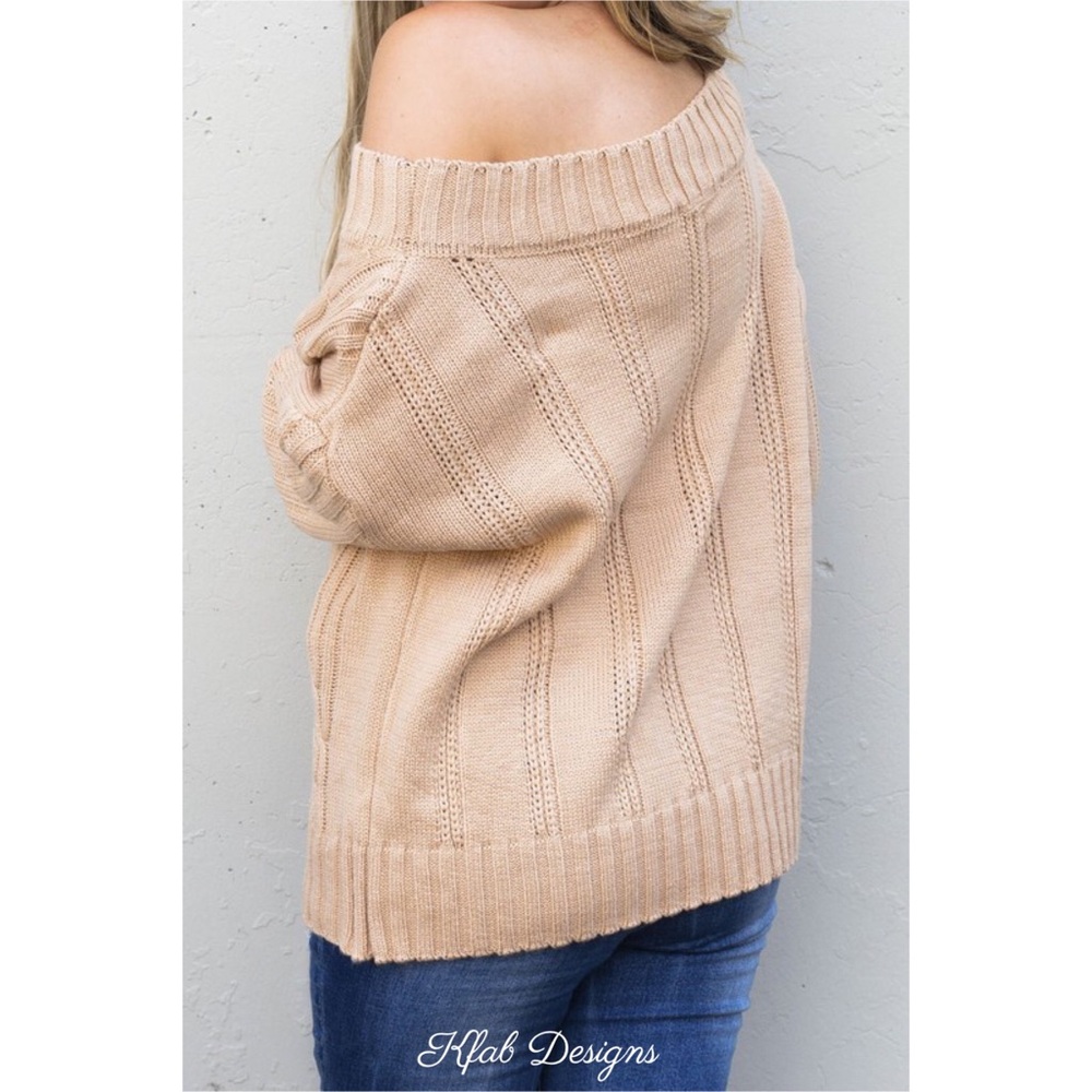 ❤️LAST 1! Comfy Cable Knit Off Shoulder Sweater! - Picture 5 of 6